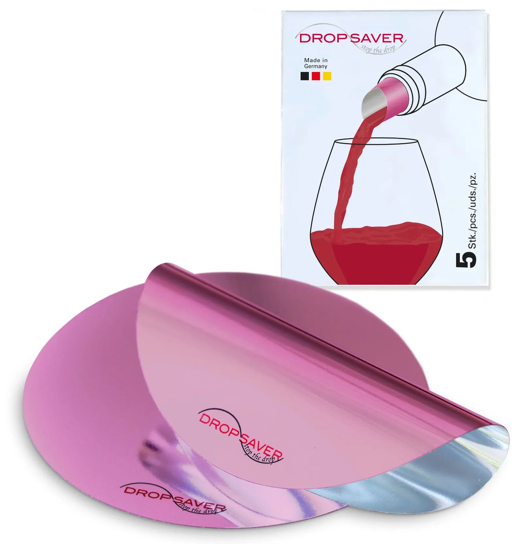 DROPSAVER® Weinausgießer – 5er-Pack Rosé/Pink Tropfstopper, wiederverwendbar, Made in Germany.