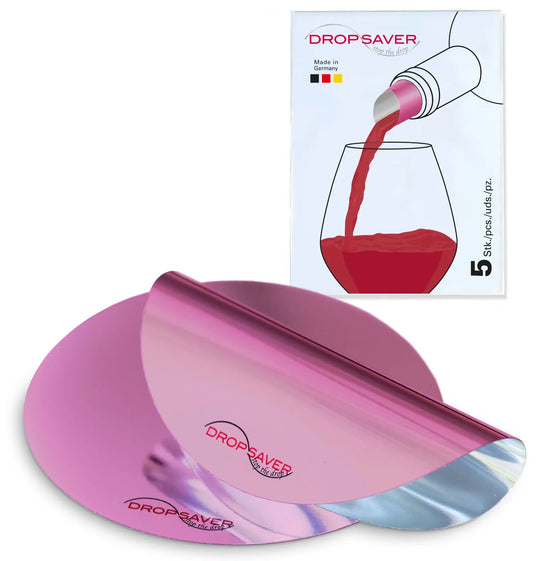 DROPSAVER® Weinausgießer – 5er-Pack Rosé/Pink Tropfstopper, wiederverwendbar, Made in Germany.